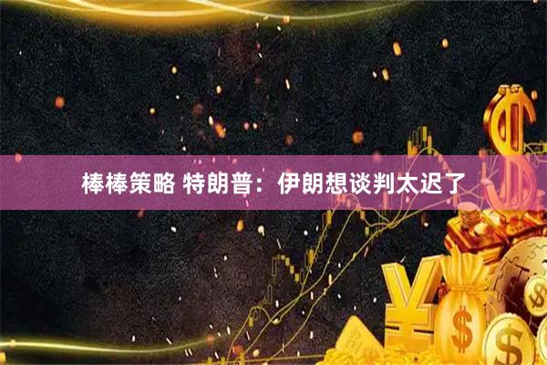 棒棒策略 特朗普：伊朗想谈判太迟了