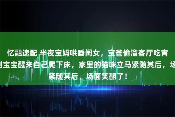 忆融速配 半夜宝妈哄睡闺女，宝爸偷溜客厅吃宵夜，没想到宝宝醒来自己爬下床，家里的猫咪立马紧随其后，场面笑翻了！