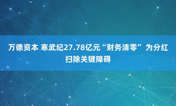 万德资本 寒武纪27.78亿元“财务清零” 为分红扫除关键障碍